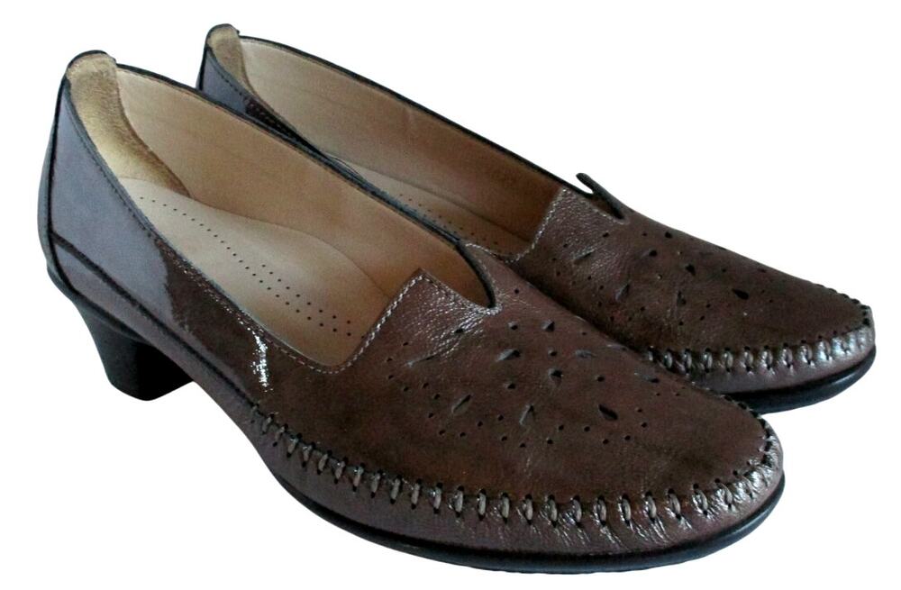 SAS Women's Perforated Comfort Sanyo Bordo Brown Slip On Heel Shoes Size 7.5M
